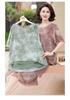 Chiffon Short-Sleeve Suit Set: Two-Piece Skirt and Pants for Stylish Middle-Aged Women.
