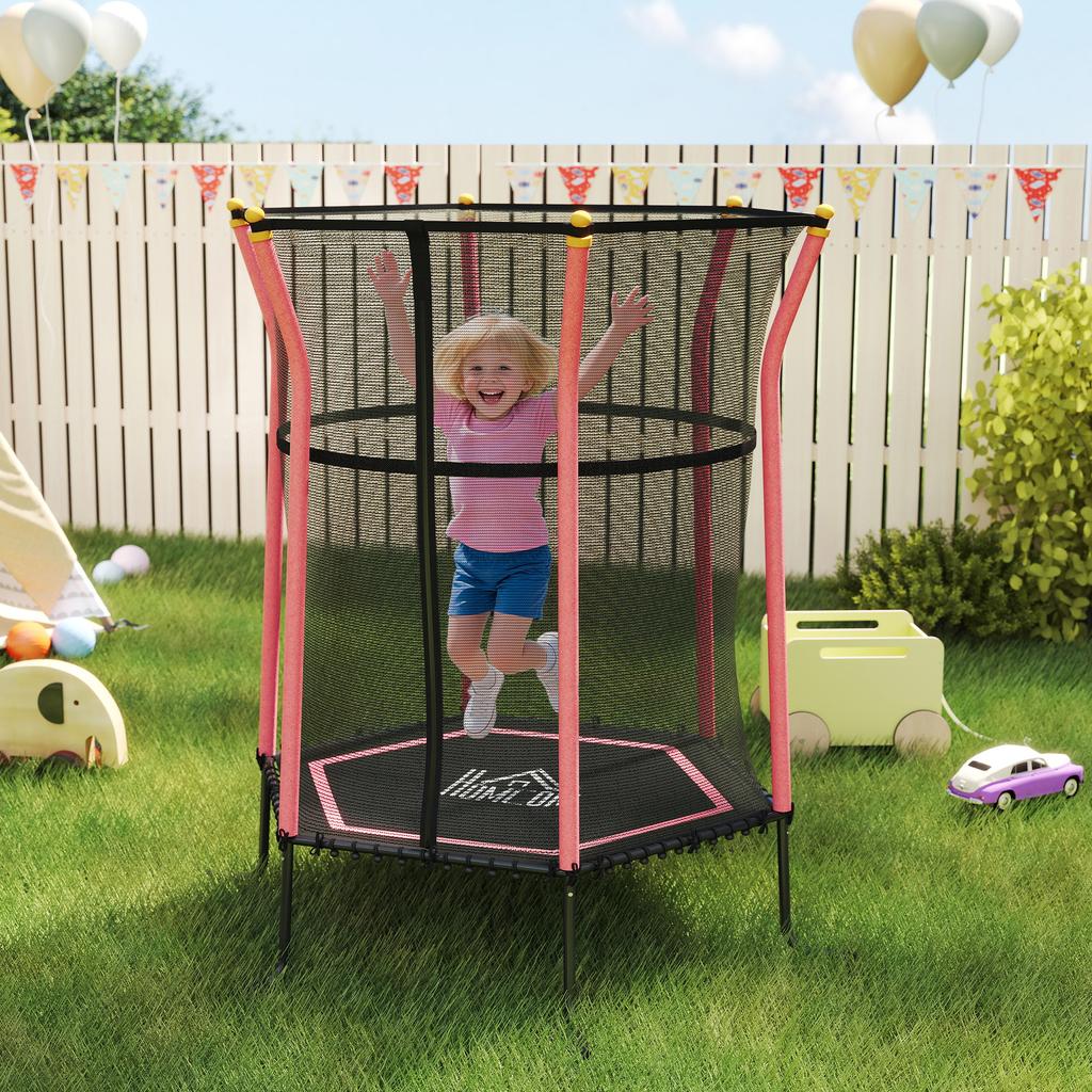 Kids Trampoline Mini Bouncer with Enclosure Safety Net For Ages 3-10 Years - Red