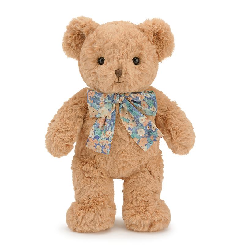 Bow Broken Flower Baby Cuddly Bear Plush Toy Short Pile Material Kids Gift Doll