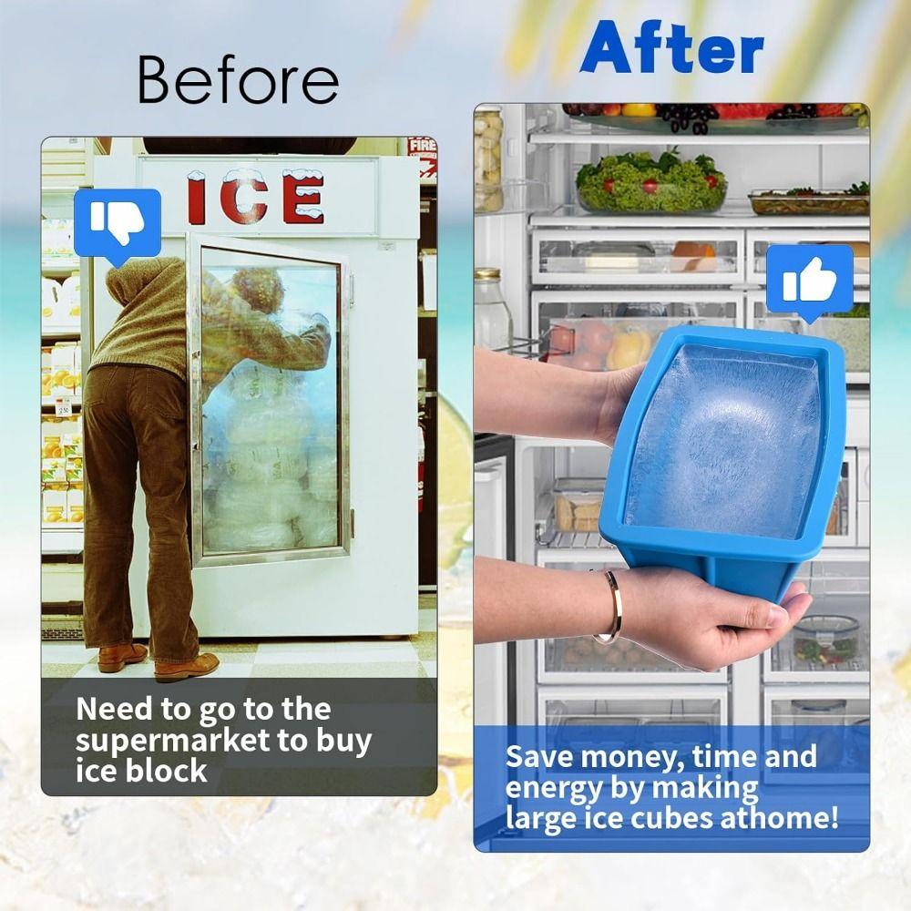 Non-Stick Large Ice Cube Mold Foldable Ice Blocks Maker Extra Large Ice Box  Ice Bucket