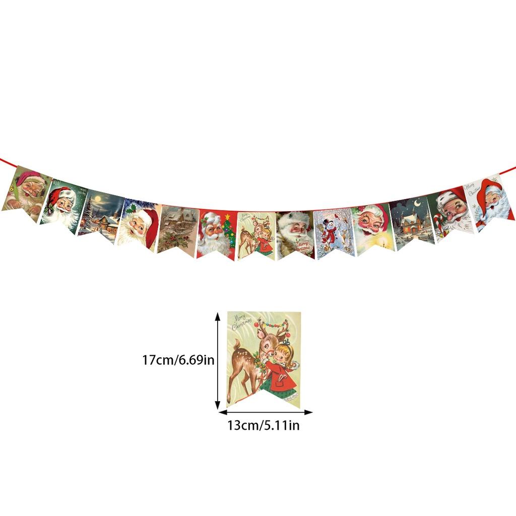 Christmas Party Decoration Banner With Santa Claus Snowman And Reindeer Background Festive Alphabet Banner