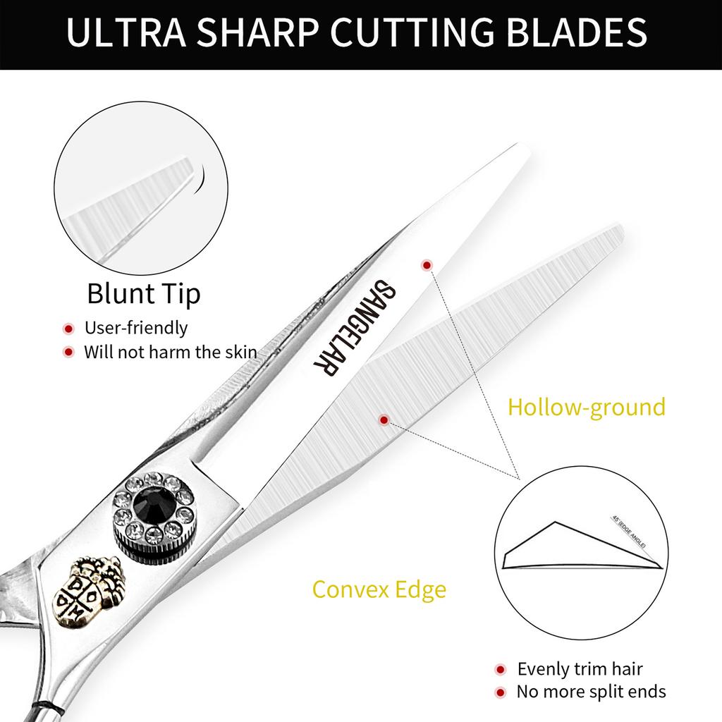 Sangelar 6 inch Professional Razor Edge Series Hair Cutting Scissor, Barber Hair Cutting & Thinning Shears for Men/Women/Kids/Salon & Home