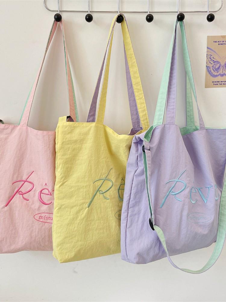 2026 Summer Cream Canvas Bag: Large Capacity Korean-Style Tote with Embroidery for Women