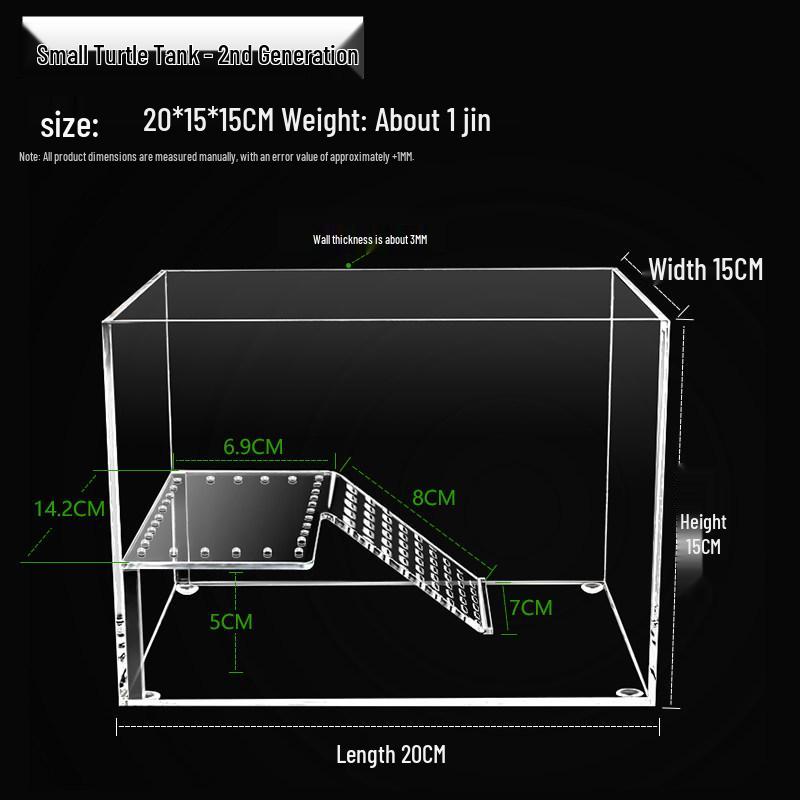 Acrylic Turtle Tank with Sunning Platform - Desktop Mini Fish Tank for Home or Office