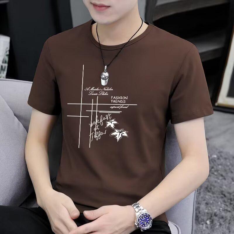 

Bargain Men s Korean Style Printed Short-Sleeve T-Shirt for Middle-Aged & Elderly - Trendy Summer Wear XL