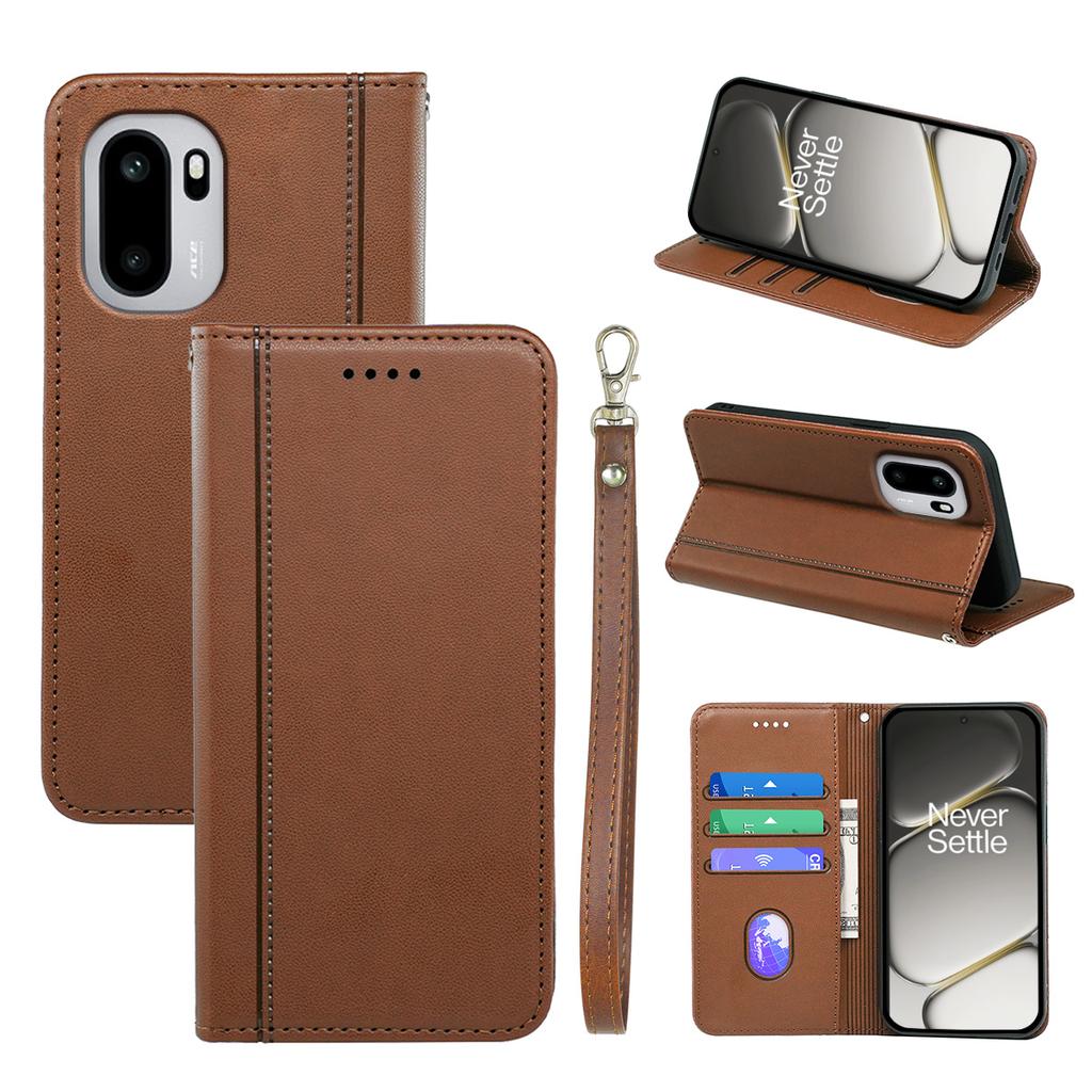 Pro OnePlus 15R 5G/Ace 6T 5G/Ace 6 5G Peněženkové pouzdro s magnetickým zavíráním z PU kůže s poutkem na zápěstí