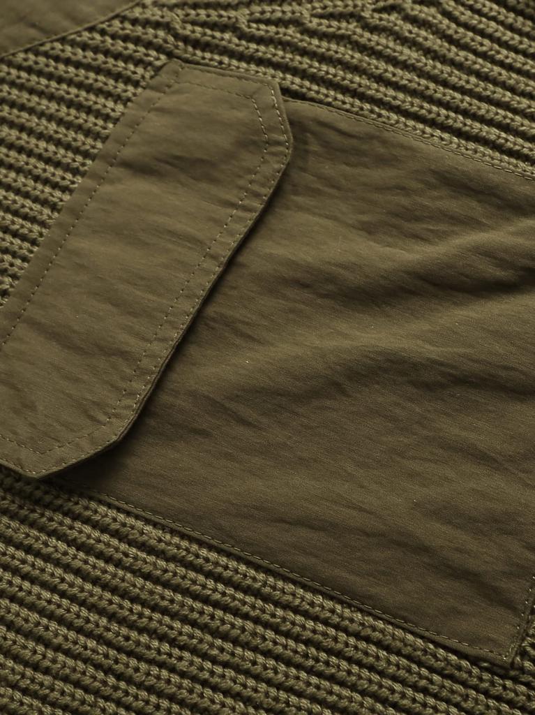 US Army TYPE Command Sweater with Long Sleeve Crew Neck [Norman] Men's Pockets, (Green, M)