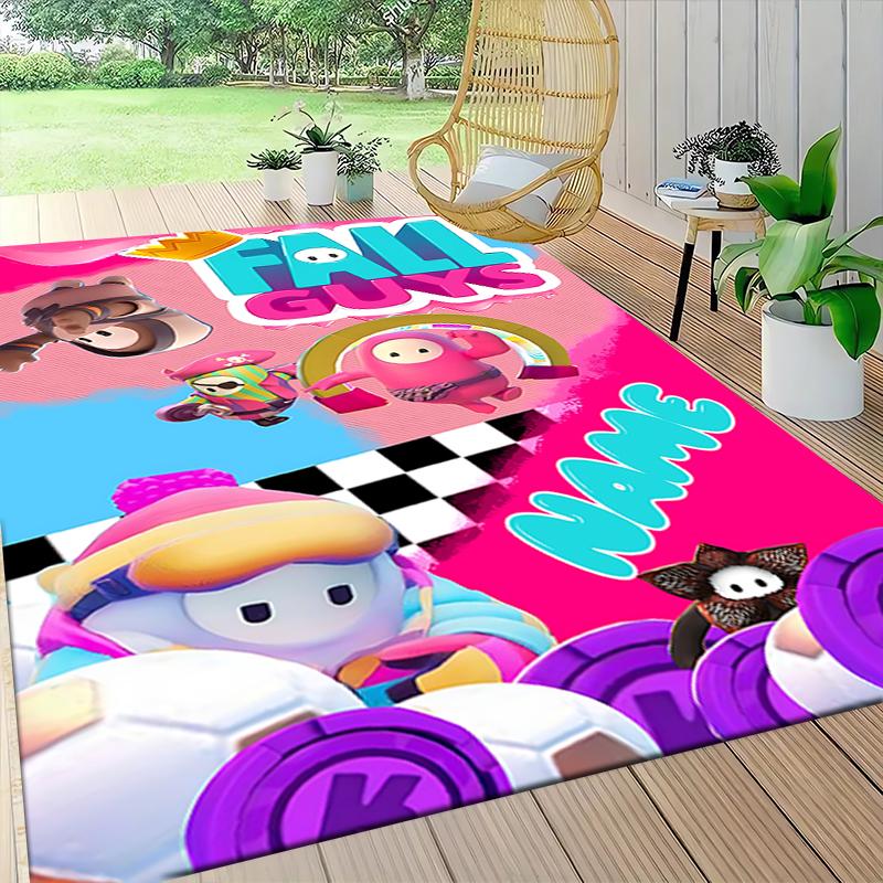 Custom Name Fall Guys Party Carpet Rug Customizable Soft Washable Anti-Slip Home Living Room Sofa Mats Personalized Rug. 090990