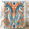 Vibrant Seahorse Shower Curtain for Bath Decoration Waterproof Fabric Multiple Sizes Available