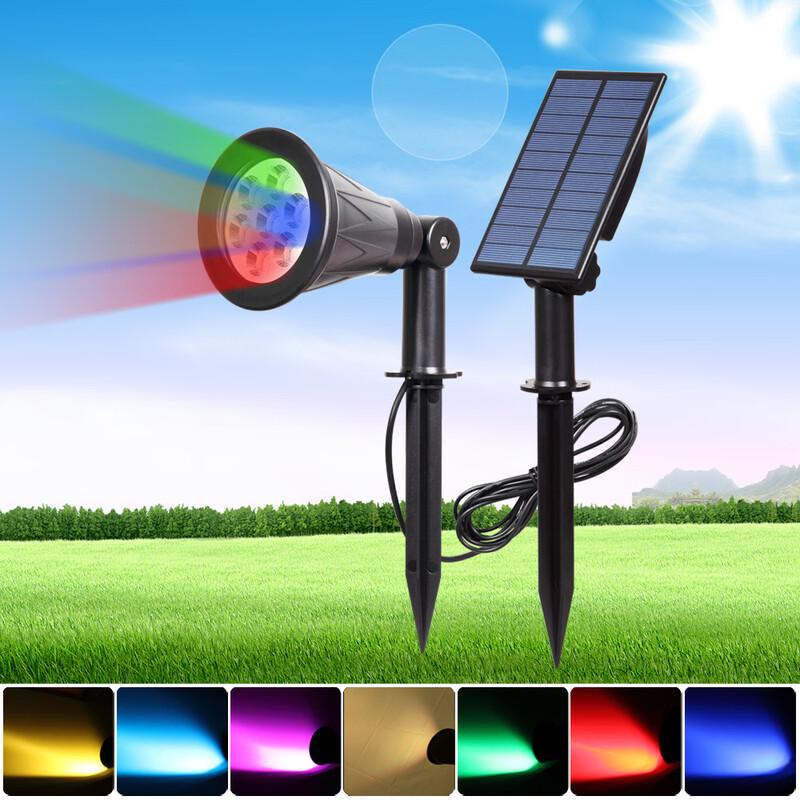 Split Solar 7-LED Color-Changing Garden Spotlight