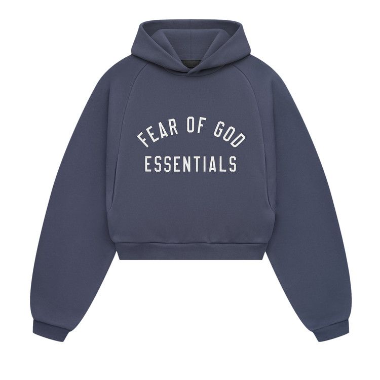 Women's Hoodie Fear of God Essentials Women's Fleece Cropped Hoodie Marine