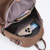 Women's Solid Color Backpack Lightweight Student Schoolbag Multifunctional Crossbody Shoulder Handbag