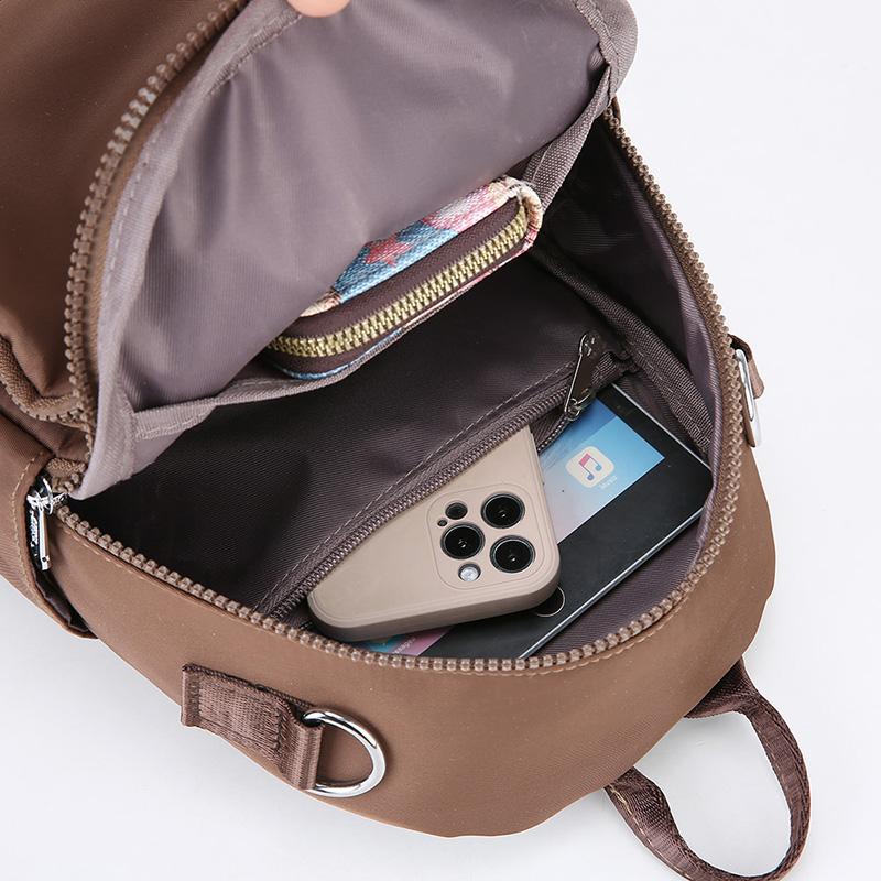 Women's Solid Color Backpack Lightweight Student Schoolbag Multifunctional Crossbody Shoulder Handbag