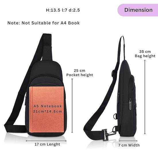 WildHorn Stylish Sling Crossbody Bag for Men,Chest Shoulder Bag for Men Women, Adjustable Strap for Commuting Travel Outdoor Activities