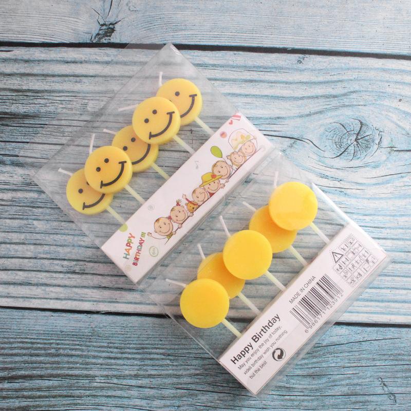 New Korean Ins Birthday Candles 5 Yellow Smiling Cartoon Cute Creative Party Decoration Candles
