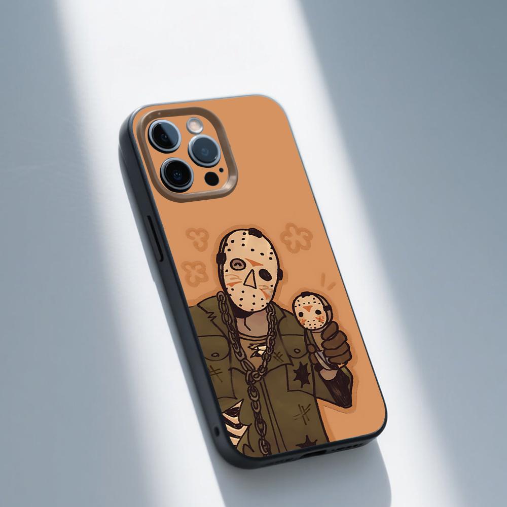 J-Jason Mask V-Voorhees Phone Case For iPhone 16,15,14,13,12,11,Pro,Max,Plus,X,XS,SE,E,Mini,Soft Silicone Black Case