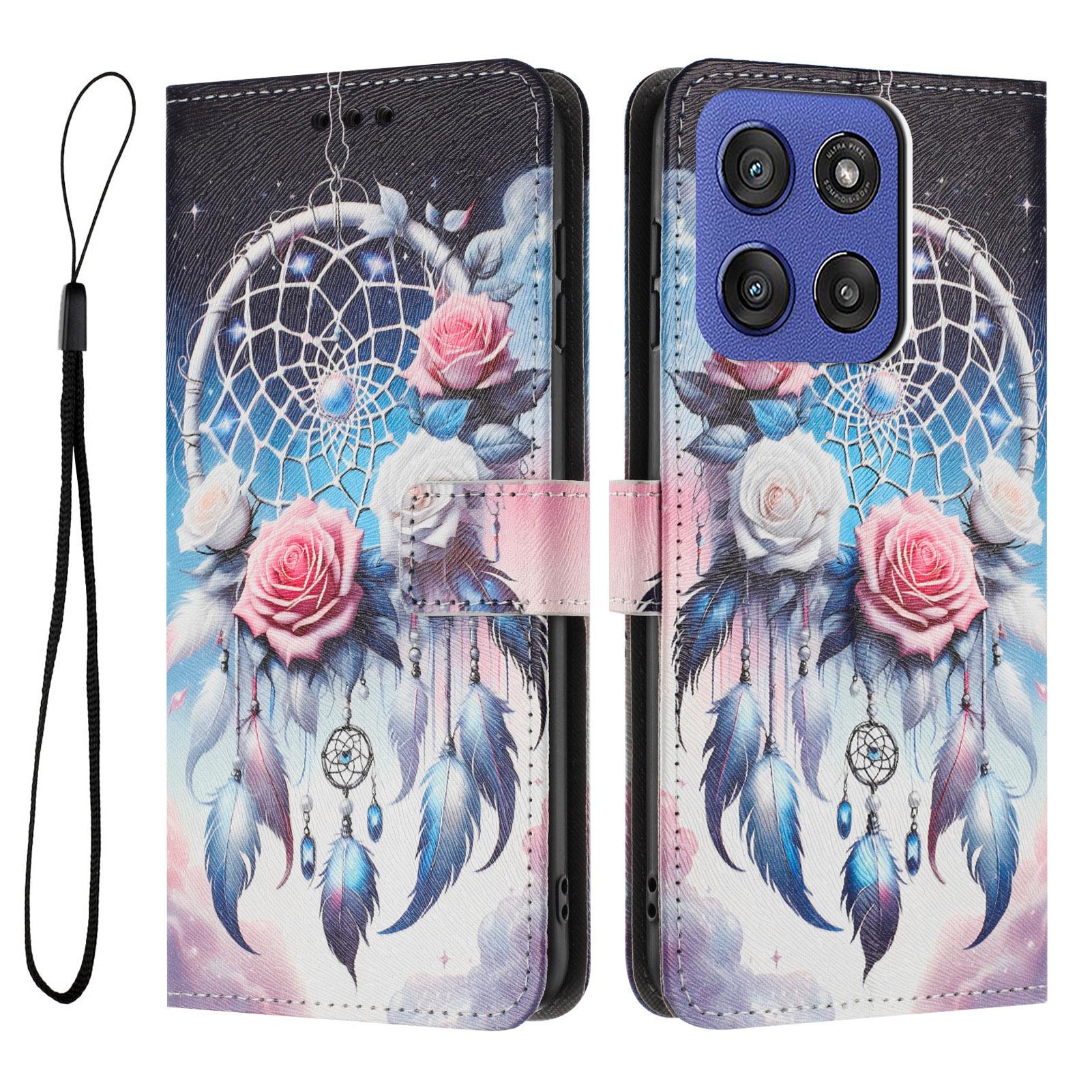 

YX-2501 Wallet Case for Motorola Edge 60 5G/60 Fusion 5G/Edge (2025) 5G Pattern Printing Leather Phone Cover with Lanyard Flower Wind Chime