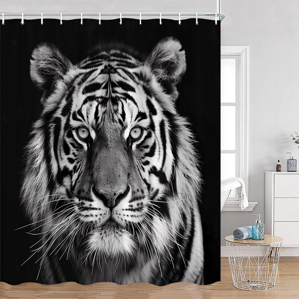 Wild Animals Shower Curtains Tigers Panthers Lions Wolves Bathroom Curtain Modern Polyester Fabric Home Decorations For Bath