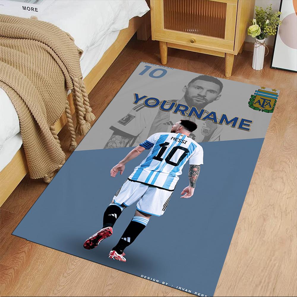 Messi Personalized Name Carpet Design for Dormitory Dining Room Entryway Game Room Anti-slip Rug Decorate Offices