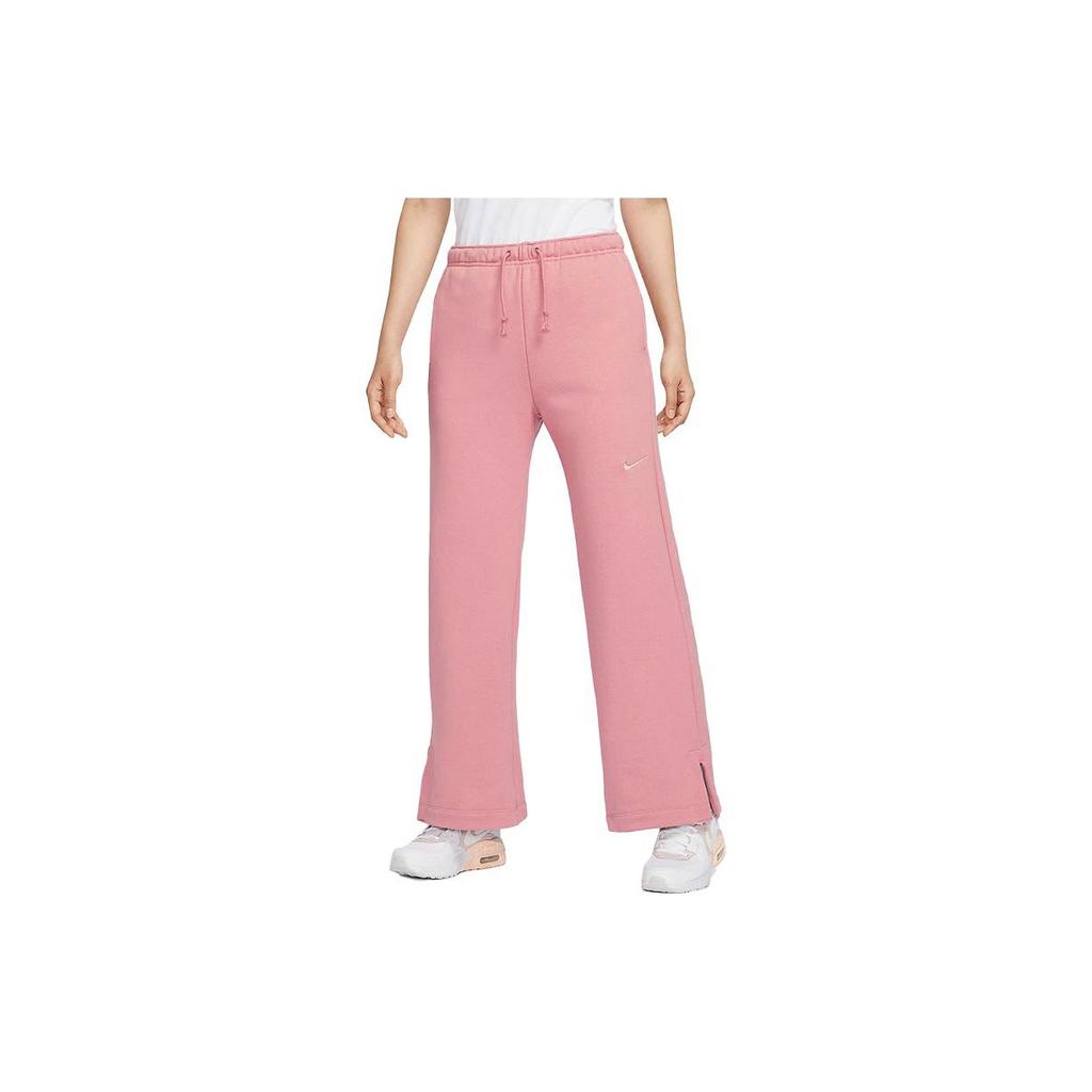 Nike Einfarbige hochtaillierte Strick-Sporthose mit weitem Bein Damenunterteile Stardust-Rot FZ4339-618
