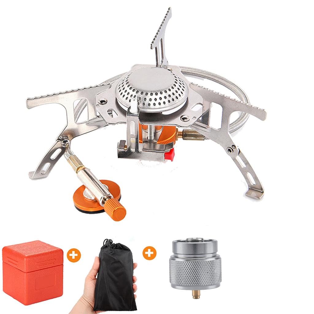 Folding Camping Gas Stove With Windproof Cover Outdoor Strong Fire Heater Burner Portable Ultralight Picnic Hiking Gas Cooker