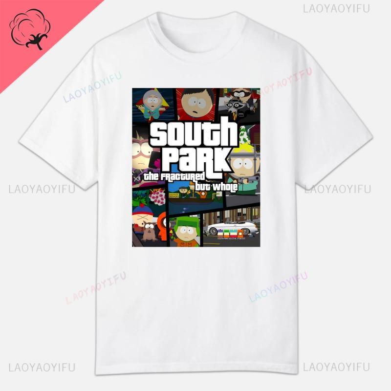 S-South Park Vlastní oblečení Vtipná trička s potiskem Bavlněná trička s krátkým rukávem Jednobarevná trička Oblečení Pánské Streetwear Grafické tričko