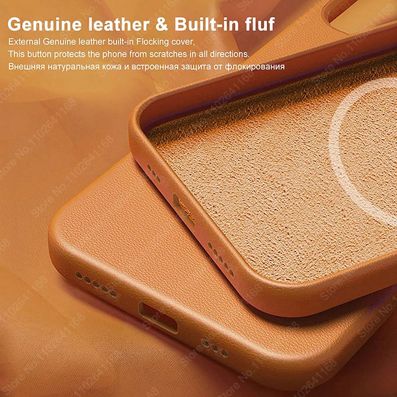 Official Original Animated Leather Cases for IPhone 16 13 14 15 Pro Max for Magsafe Magnetic Wireless Charging Cover for 15 Plus