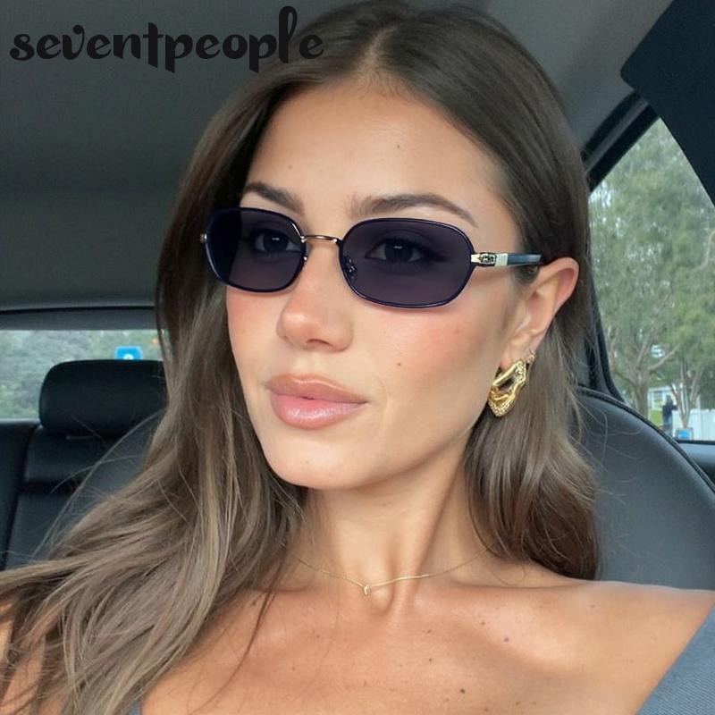 Steampunk Rectangle Sunglasses  Luxury Brand Trendy Metal Small Frame Sunglass For Ladies Classic Rectangular Shades UV400