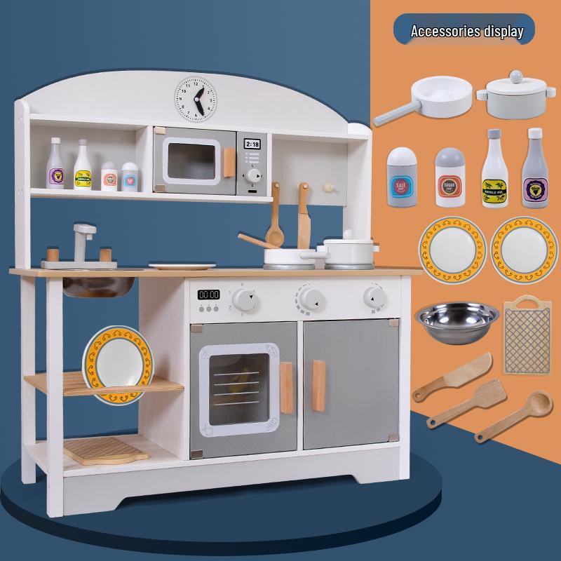 Wooden Play Kitchen Set for Kids: Pretend Cooking Toys for Boys and Girls