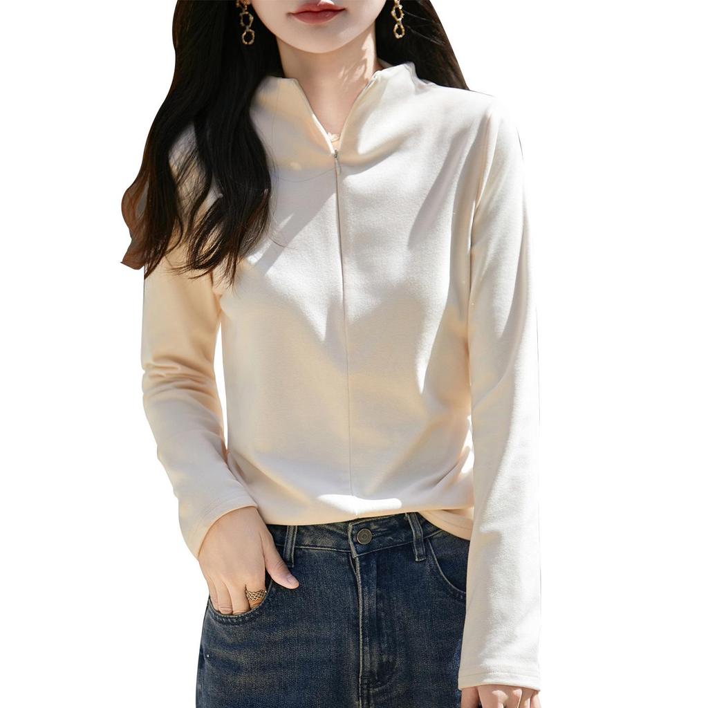 Women's Soft Stand-Up Collar Half-Zip Sweatshirt - Warm, Loose Fit, Long Sleeve, Autumn/Winter Fashion