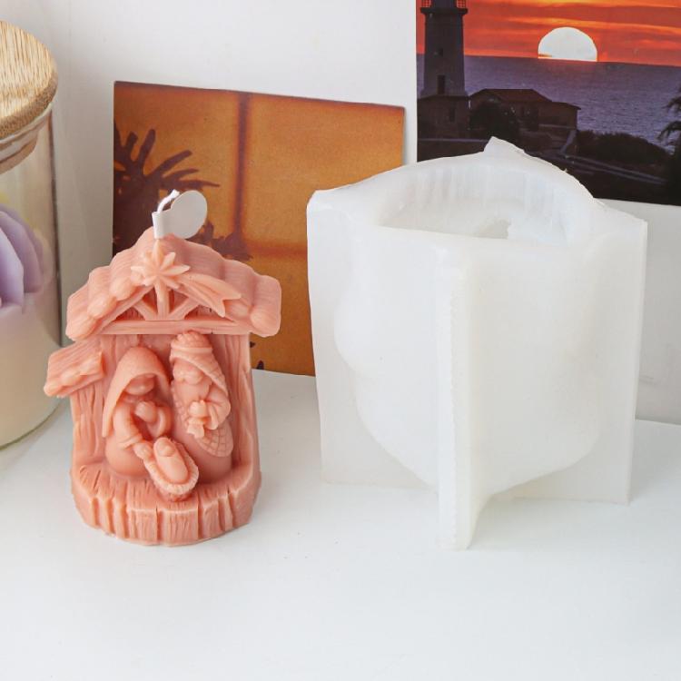 Jesuses Family Candle Molds Casting Molds Silicone Mould for Table Decorations