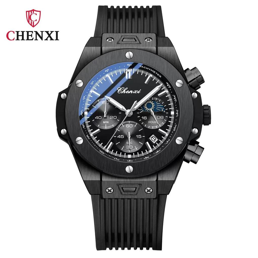 Men Watches High Quality Waterproof Sports Chronograph Quartz Wristwatches Silicone Strap Calendar Luminous Watch For Men
