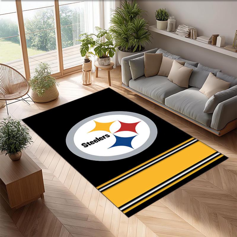 Pittsburgh Steelers Crystal Velvet Carpet Soft Anti?Slip Floor Mat Comfortable Home Living Room Bedroom Decor Rug