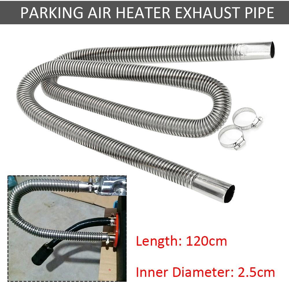 

120/200 см Воздушный парковочный отопитель Труба выхлопная из нержавеющей стали Газовый воздуховод с 2 хомутами Подходит для воздушных дизельных баковых автомобильных отопителей Аксессуары