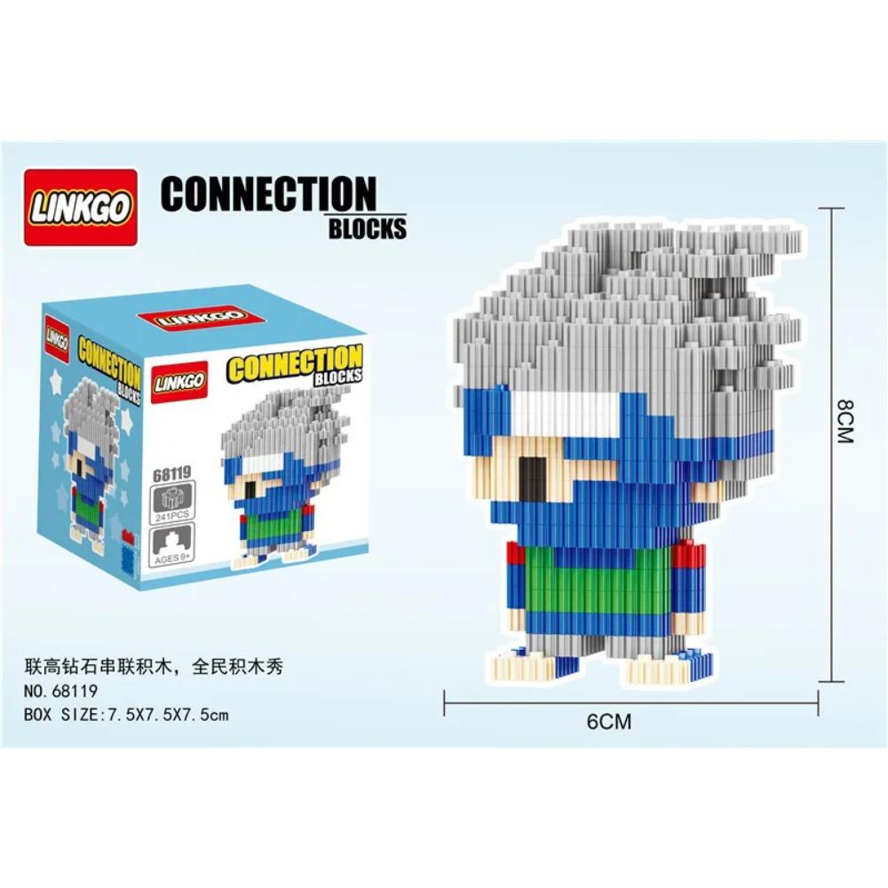 Linkgo Anime Connection Stavebnice Goku Luffy Demon Slayer Nezuko Stitch Pikachu Sasuke 3D Model Mini Cihlová Figurka Hračky