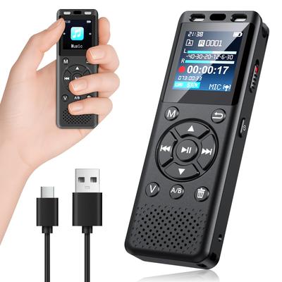 Compact Voice Recorder with Long Recording Time, Easy Operation with Large Buttons, 1536kbps Audio Quality, 24-Hour Continuous Recording, Built-in Spe