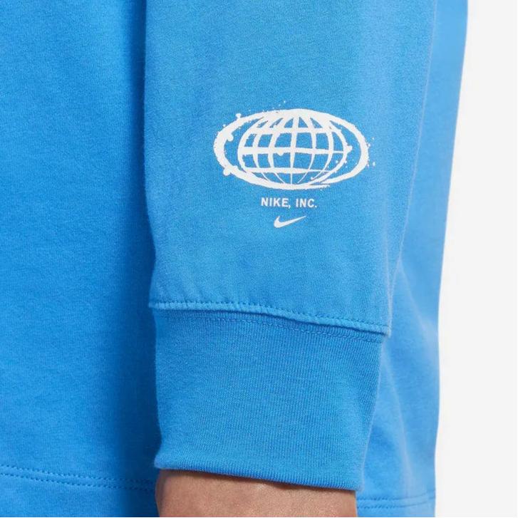 Nike American Vintage Logo Letter Print Round Neck Long Sleeve T-Shirt Women Tops Blue FB1824-435