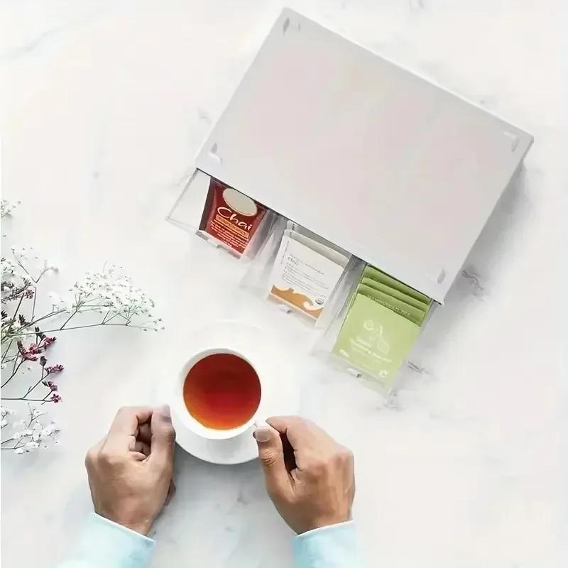 1PC Desktop Transparent Drawer Stackable Organizer Cosmetic Coffee Tea Bag Stationery Organizer Storage Boxes