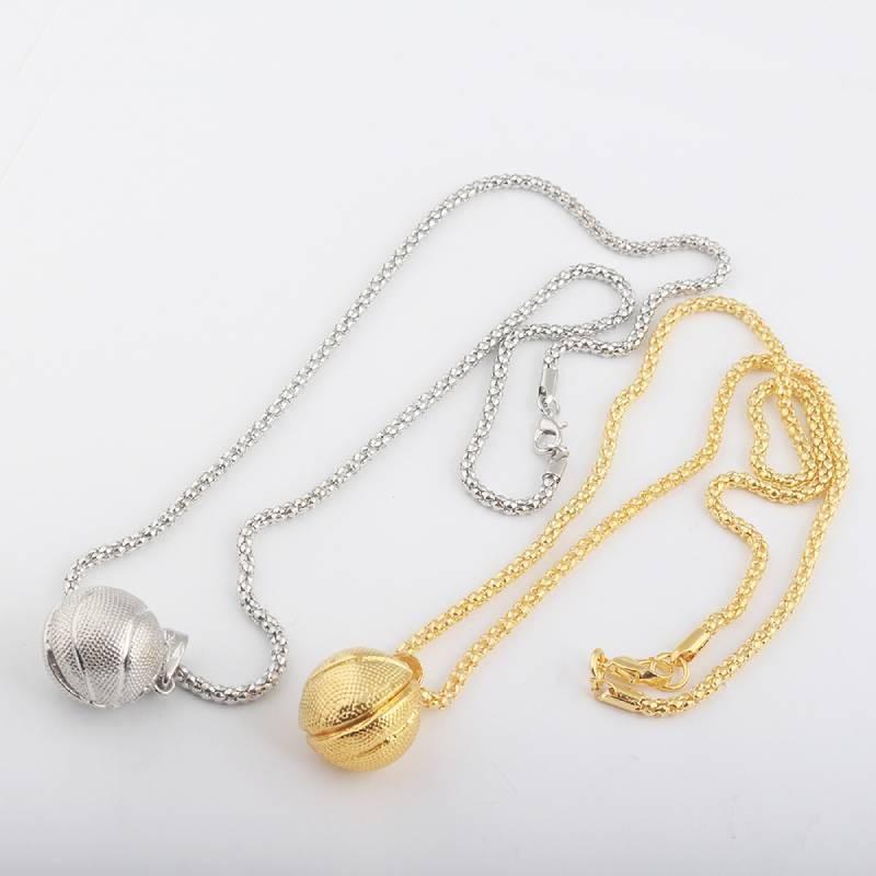 Fashion Design 3d Basketball Pendant Necklace Men Paired Decorative Jewelry Gift