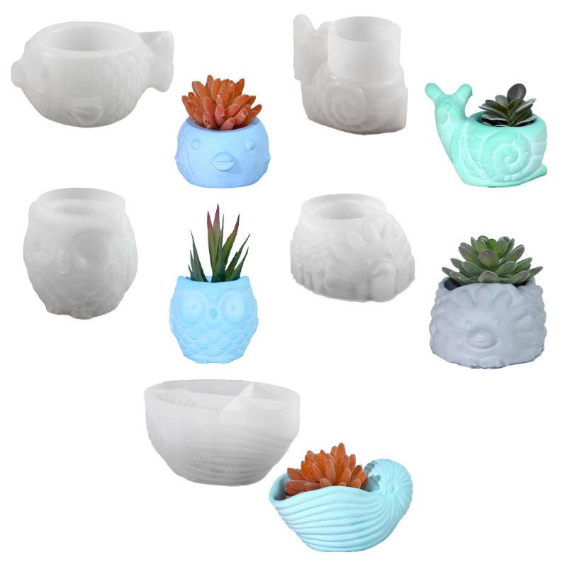 DIY Tiervasen-Serie: Schnecke, Eule, Muschel, Igel, Kugelfisch Sukkulenten Pflanzgefäß Epoxidharz Form