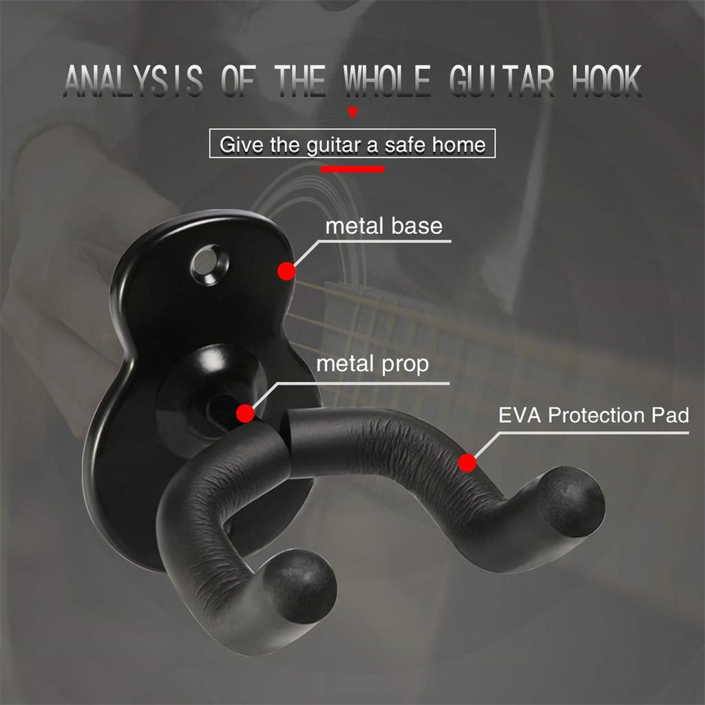 Guitar Wall Mount Hangers Hook Metal Acoustic Wall Mount Non-slip Holde for Acoustic Electric Bass Classical Ukulele Guitars