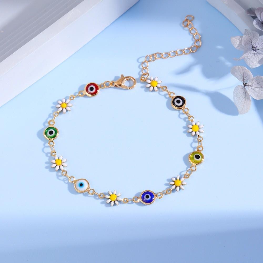 New Drip Colored Flower Bracelet Female Daisy Jewelry Girlfriends Student Fashion Jewelry