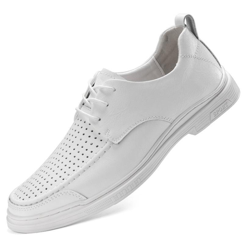 Men s Summer Casual Leather Mesh Shoes - Breathable, Lace-up, Hand-textured, Soft Sole 41