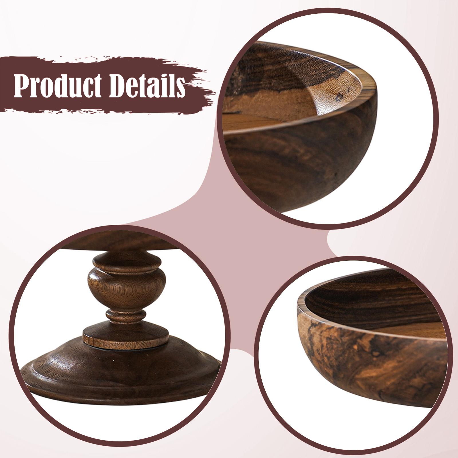 

Wooden Fruit Basket Dish Display Footed Plate Food Vegetable Holder Serving Tray for Entryway Entry Table Dining Room Desk Home 21cmx13cm