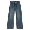 Women's Retro High-Waisted Blue Denim Pants - Slimming, Loose Fit, Narrow-Leg, Perfect for Spring and Autumn 2025