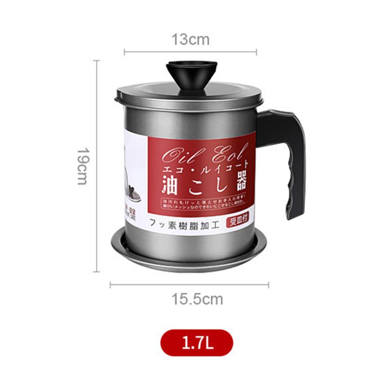 

Residue Filter Oil Can Stainless Steel Large Capacity Kitchen Fat Storage Container for Cooking 1.7L Small Short