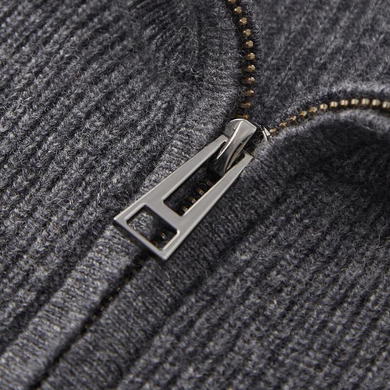 Shanshan Men's Thick Pure Wool Zipper Stand Collar Cardigan