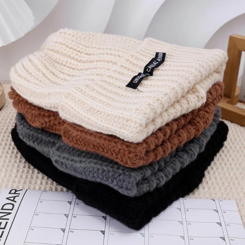 Warm Knitted Hat Solid Color Ski Hats Comfortable Hip Hop Caps  for Women Men