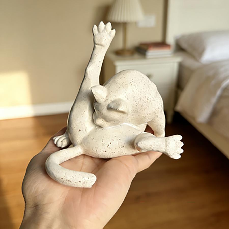 

Resin Cat Statue Cute Garden Decor Outdoor Indoor Figurine Realistic Windowsill Desk Ornament Gift for Cat Lovers Home Decor бежевый