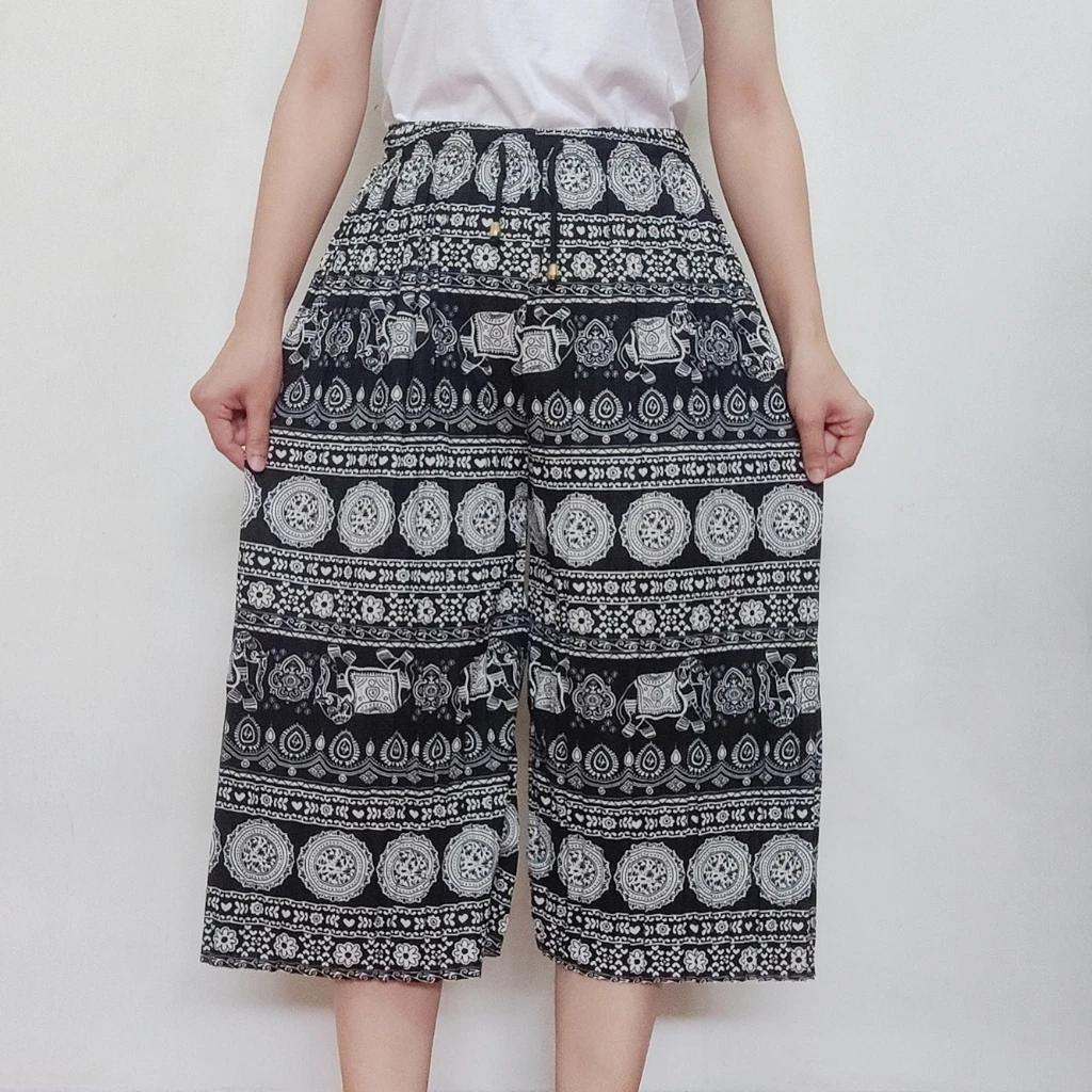 Elefant Korte Bukser Justerbar Elastisk Midje Stropp Unisex Kvinner Menn Trykk Thailand Casual Streetwear Strand Sommer Boho Bohemsk Retro Vintage